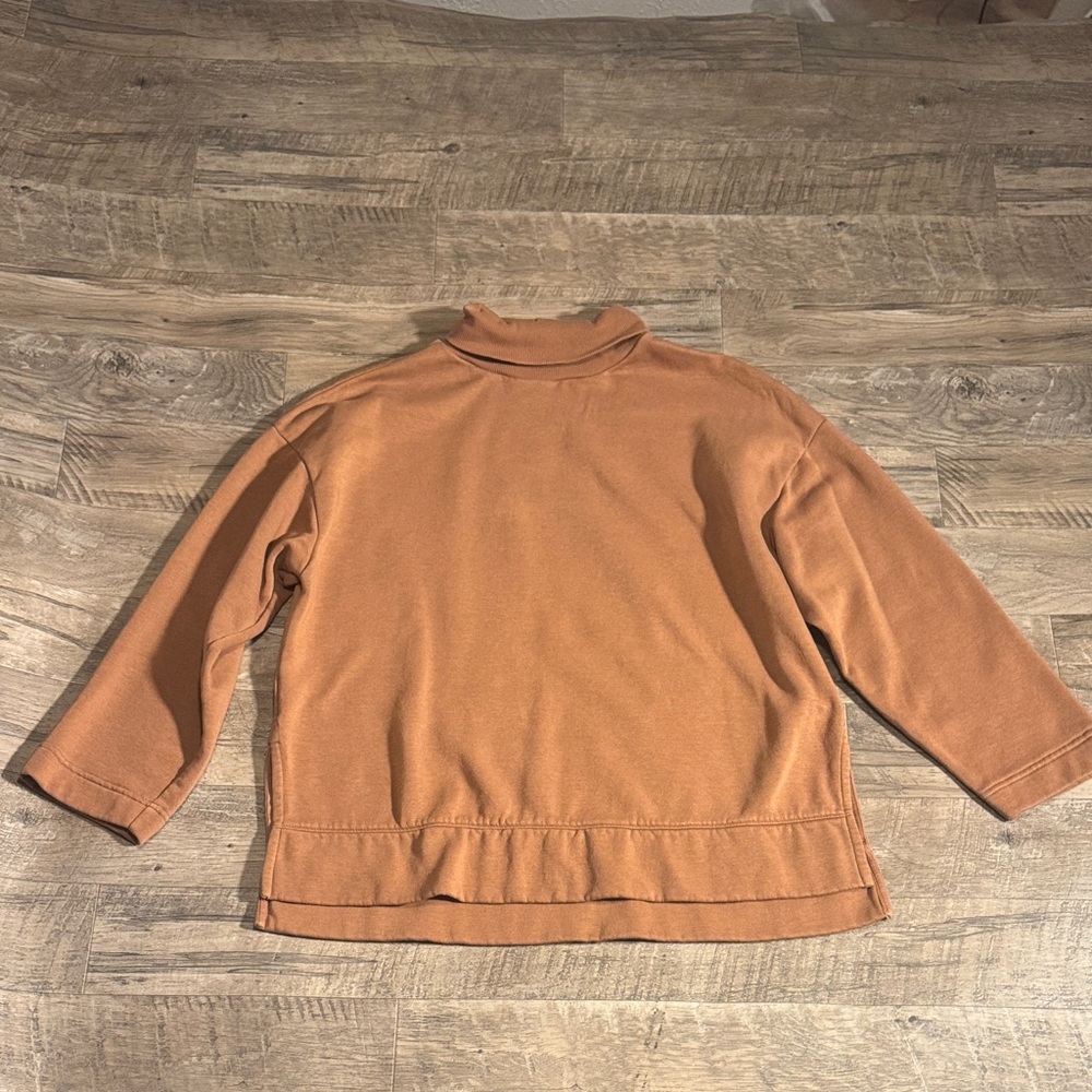 Lou & Grey for Loft Camel Brown 3/4 Sleeve Turtleneck Sweatshirt - Size M